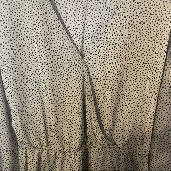 Olive Green Dotted Smocked Top - Picture 2 of 6